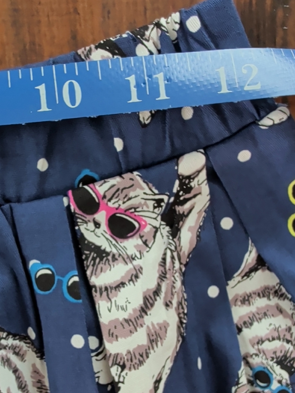 Blue Novelty Cat with Sunglasses Print Pleated Skirt Size S - Picture 10 of 13